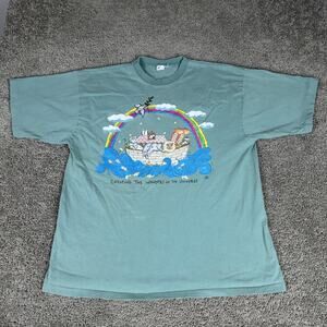 Vintage Noahs Ark Shirt Mens One Size Animals Jesus Tee Skater Grunge 80s 90s